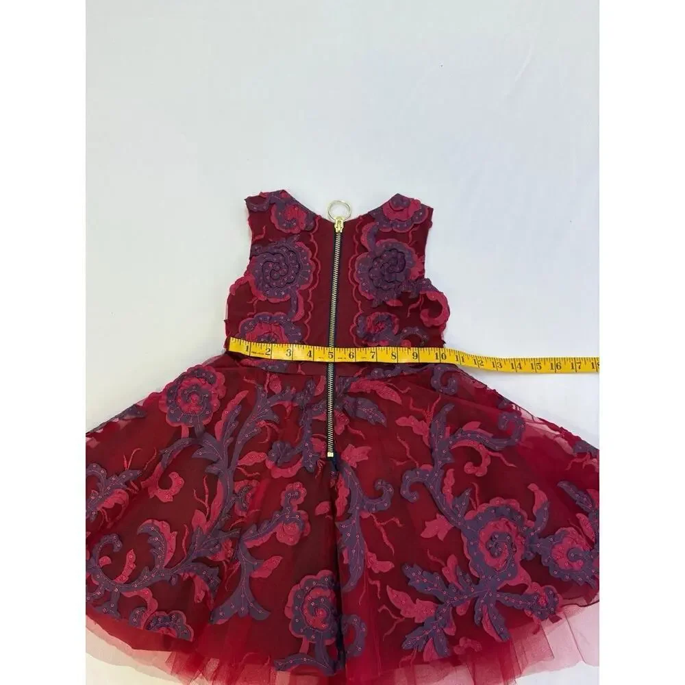 Zoe LTD Girls Formal Party Dress Ava Masquerade 3D Swirl Wine and Navy Size 5